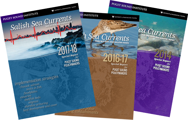 Salish Sea Currents printed yearbooks (2014, 2016-17, 2017-18)