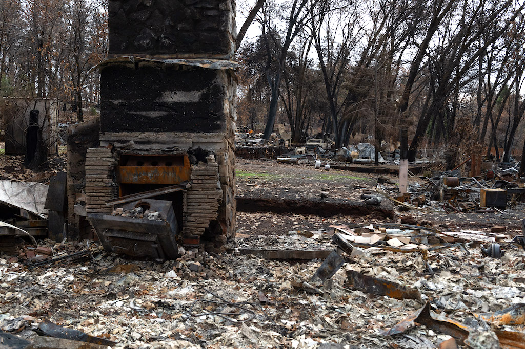 The remains of homes that burned during the 2018 Camp Fire in Paradise, California. Photo: CalOES