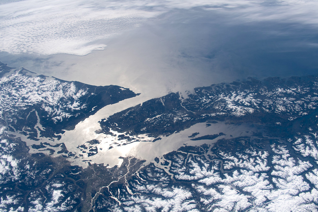 The Strait of Juan de Fuca and the Salish Sea, pictured from the International Space Station. Photo: NASA (CC BY-NC-ND 2.0)