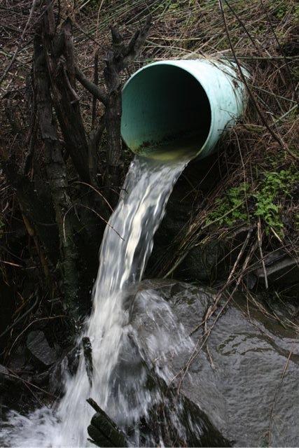 Stormwater outfall at Klindt Point in The Dalles, Oregon, February 2009.
