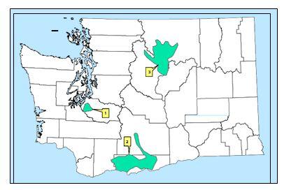 Figure 2. Current range of western gray squirrels in Washington (Linders and Stinson 2007).