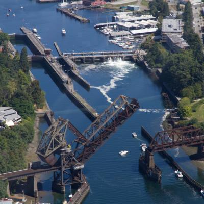 Ballard Locks from the air. Photo: Jeff Wilcox (CC BY-NC 2.0) https://www.flickr.com/photos/jeffwilcox/4805933588