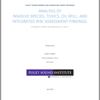 report cover: Analysis of invasive species, toxics, oil spill, and integrated risk assessment findings