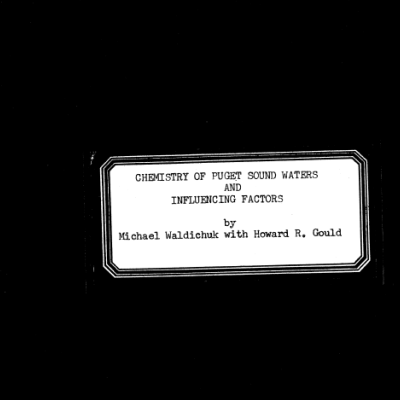 Chemistry of Puget Sound waters report cover