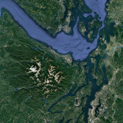 An image of the Puget Sound Coastal Storm Modeling System study area. Image courtesy of USGS.