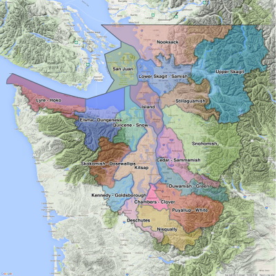 Water Resource Inventory Areas (WRIA). Map: Kris Symer. Data source: WAECY.