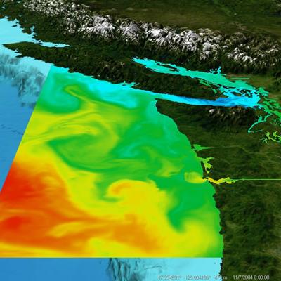 MoSSea snapshot of sea surface temperature over the full model domain around May 15, 2006; image courtesy of PRISM 