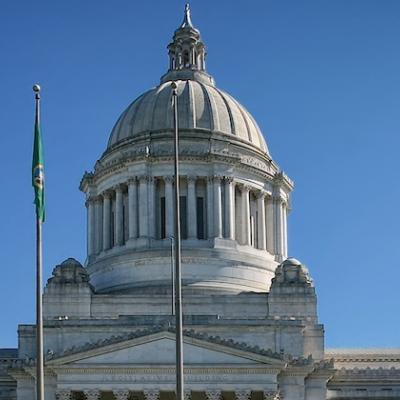 Washington state capital dome against blue sky