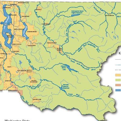 King County map, showing incorporated land and major water bodies. Copyright King County.