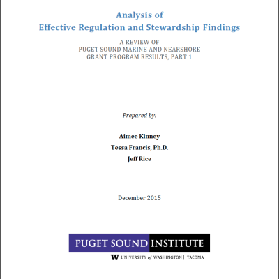 report cover: Analysis of  Effective Regulation and Stewardship Findings