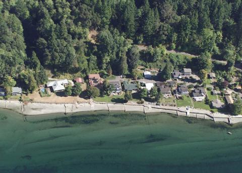 Aerial view of the Vashon Island shoreline. Photo copyright King County.  Aerial view of the Vashon Island shoreline.