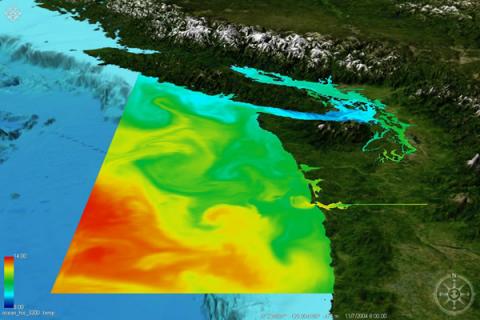 MoSSea snapshot of sea surface temperature over the full model domain around May 15, 2006; image courtesy of PRISM 
