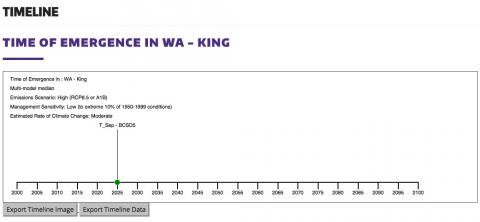 An example of a search query for climate impacts in King County, WA