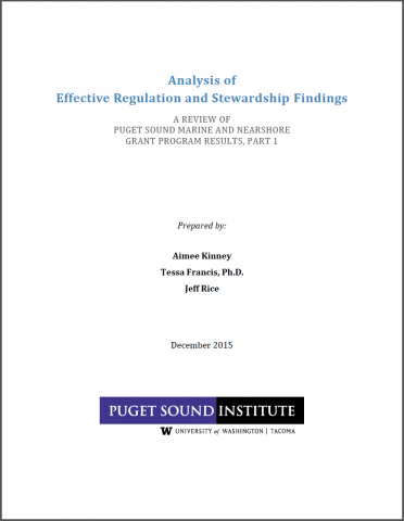 report cover: Analysis of  Effective Regulation and Stewardship Findings report cover: Analysis of  Effective Regulation and Stewardship Findings
