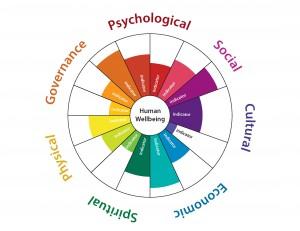 A “medicine wheel” graphic that will be used to showcase HWB indicators; copyright Biedenweg et al.