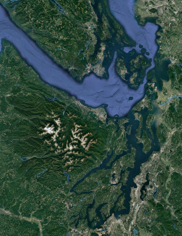 An image of the Puget Sound Coastal Storm Modeling System study area. Image courtesy of USGS.
