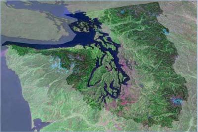 Map image of Puget Sound and surroundings. Courtesy of USGS.