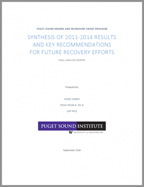 report cover: Synthesis of 2011-2014 results and key recommendations for future recovery efforts: Final analysis report