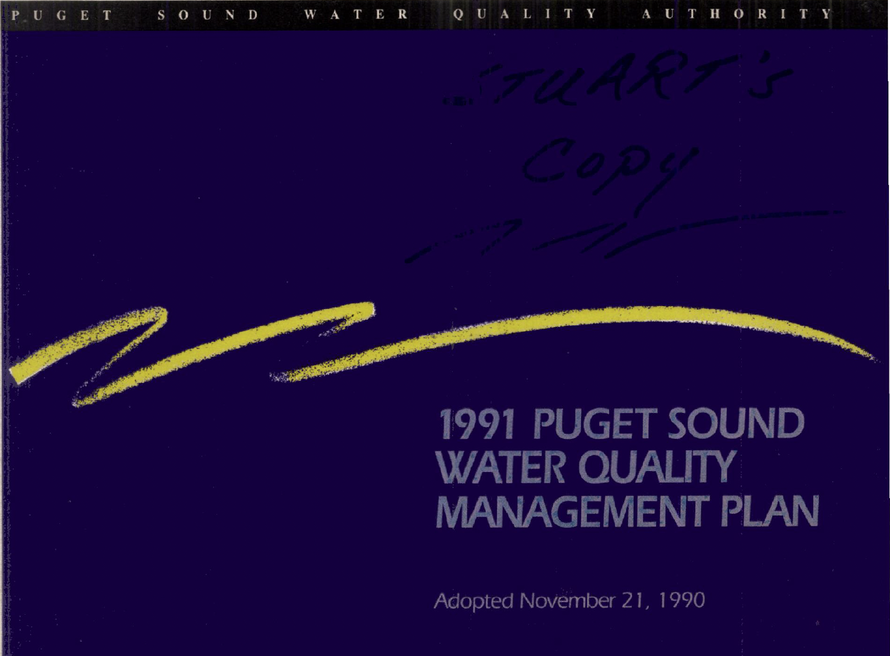 1991 Puget Sound Water Quality Management Plan report cover
