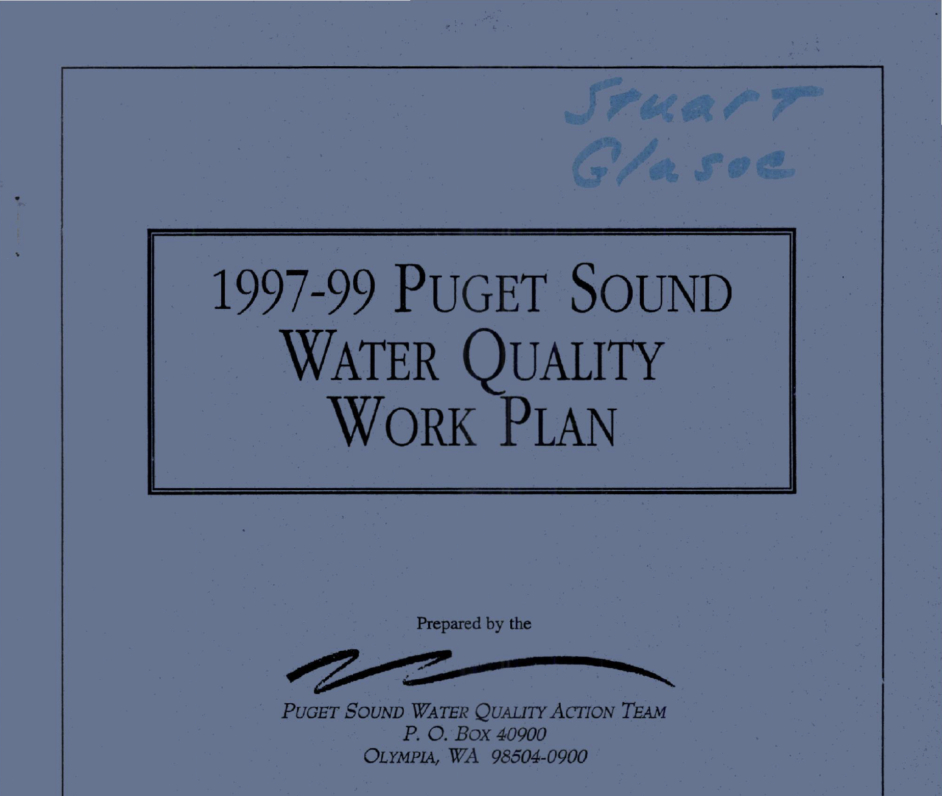 1997–1999 Puget Sound Water Quality Work Plan report cover